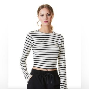 LIZ & SARA Striped Crew Neck Top size XL